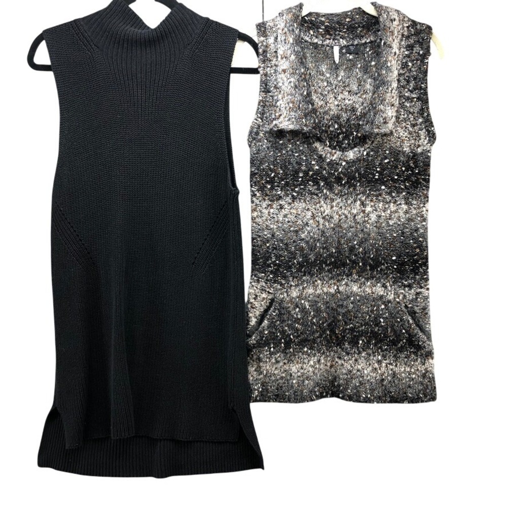 525 America Smitten Sweater Vest Womens S Small Black Gray Bundle Mock Neck